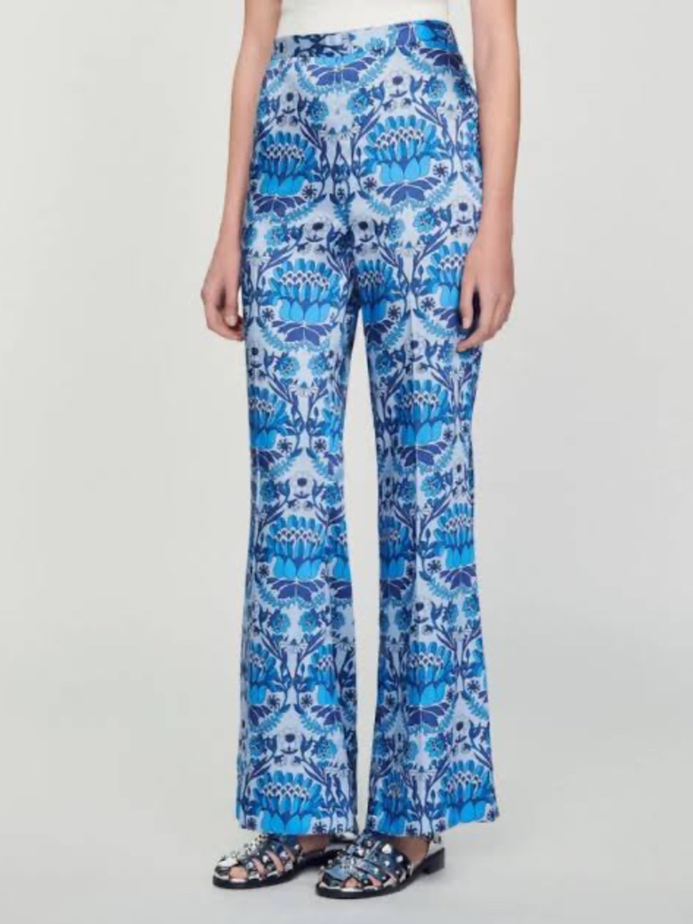 Sandro Loose Fit Scarf Floral Print Pants